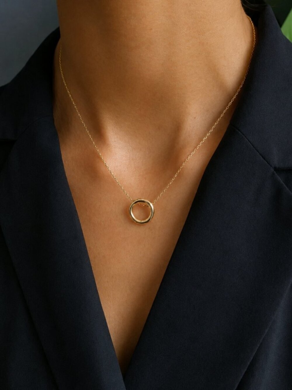 925 Sterling Silver Geometric Modern Round Circle Pendant Necklace